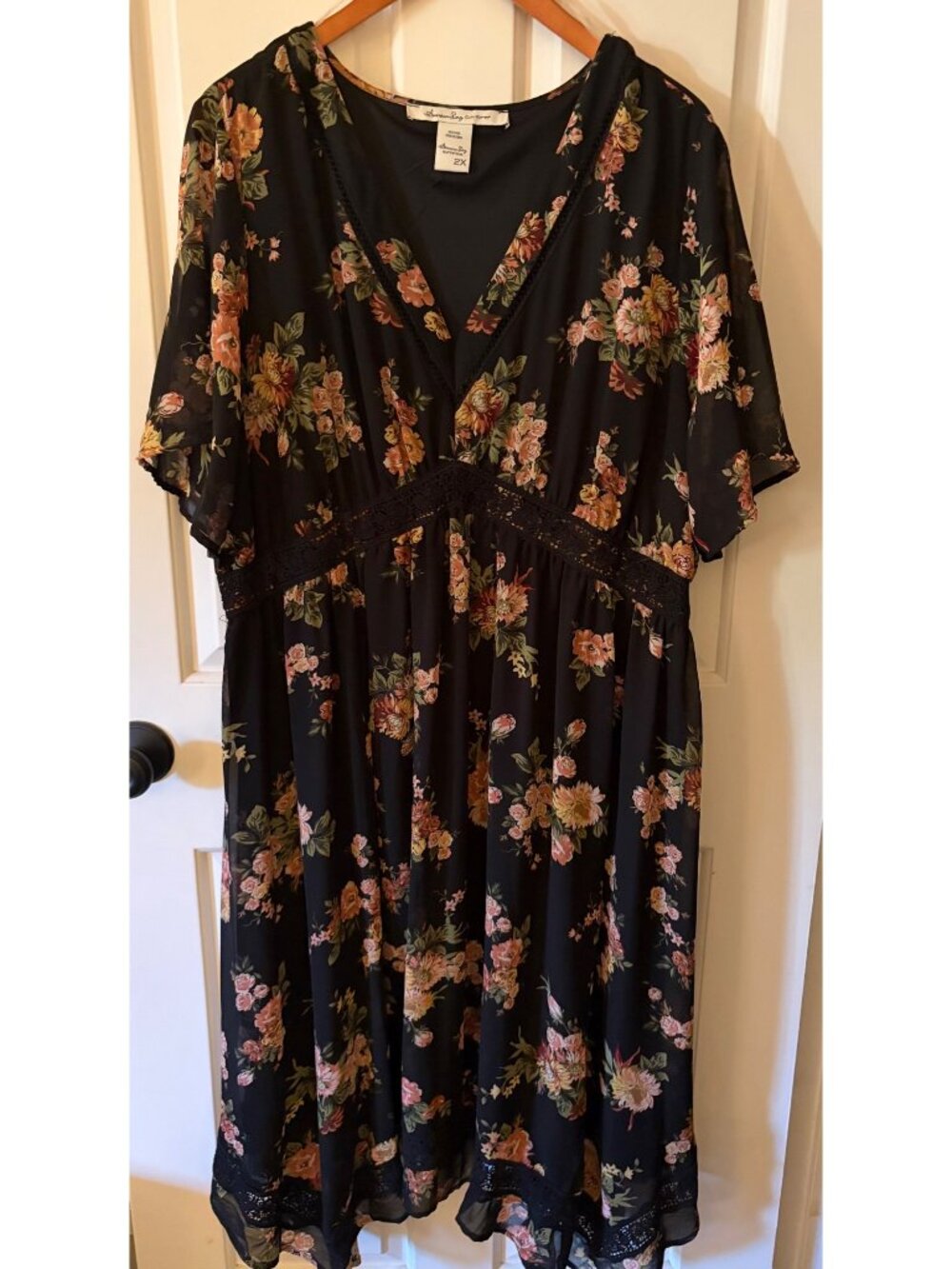 American Rag Floral Midi Dress Size 2X Multi-colored Bohemian Short Sleeve - Picture 3 of 12